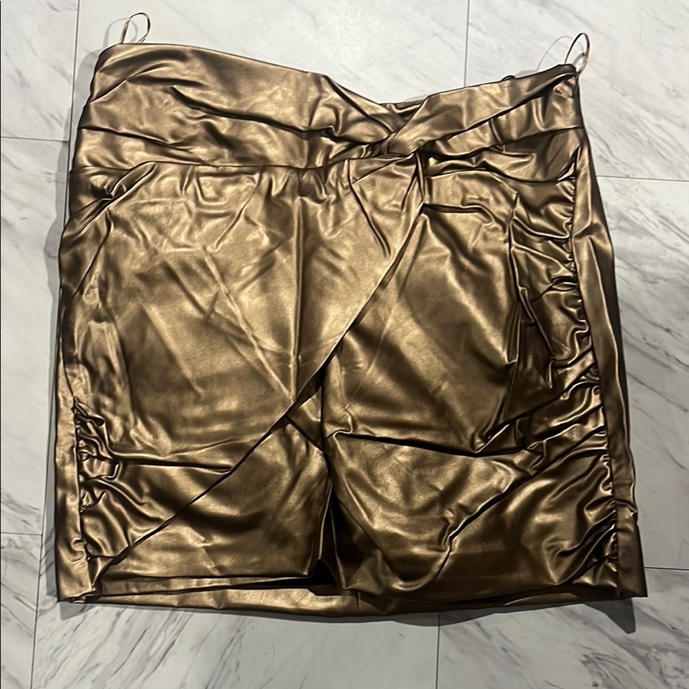 Zara Gold Mini Wrap Skirt for Cocktail